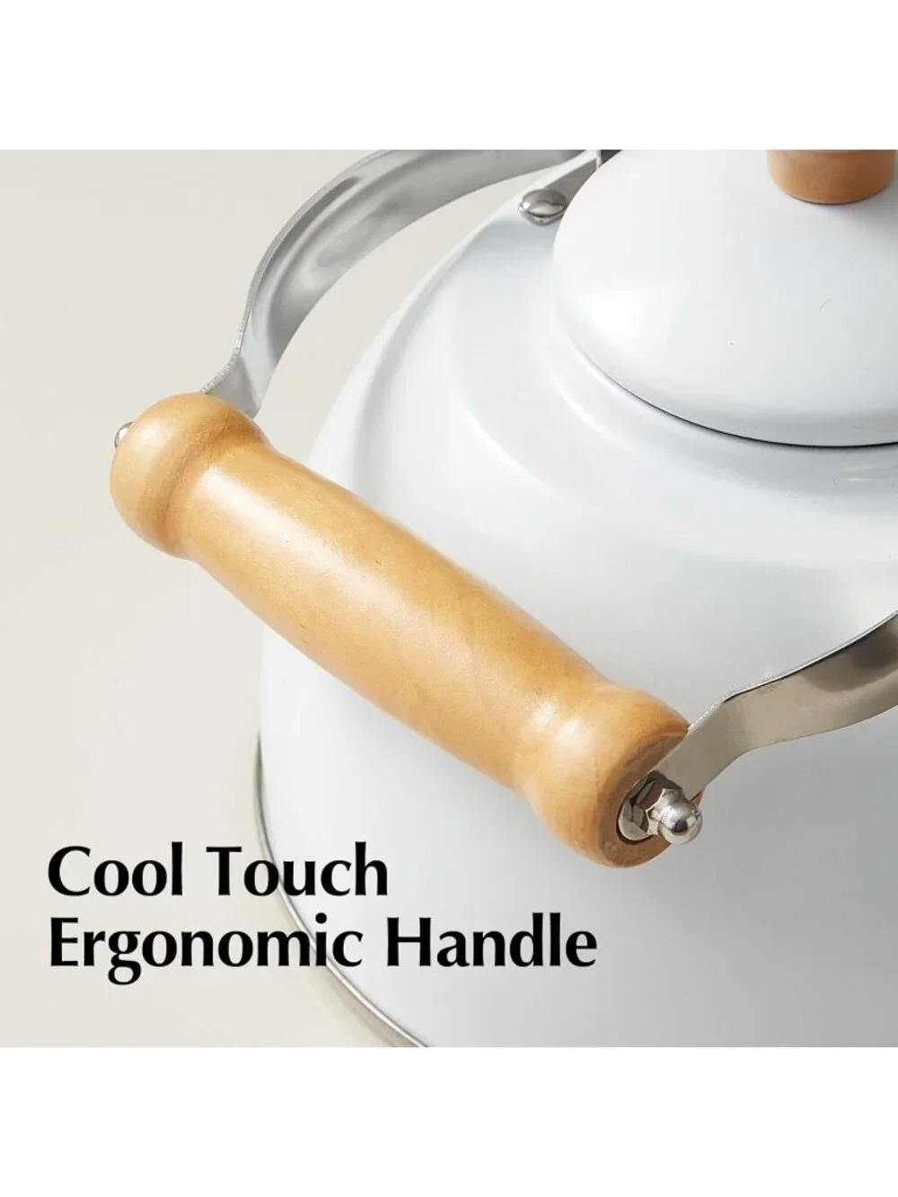 ROCKURWOK 1.6 Quart White Whistling Tea Kettle Stainless Steel Stovetop Tea Pot
